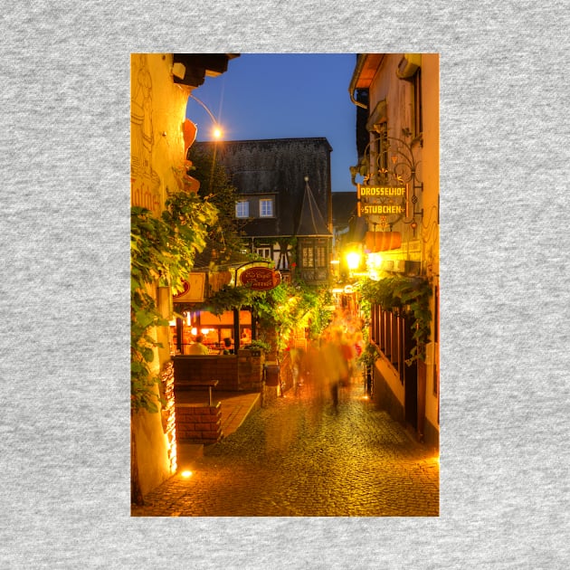 Drosselgasse, Rüdesheim, Rhine, Rheingau, Hesse, Germany, evening by Kruegerfoto